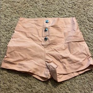 light pink high waisted shorts
